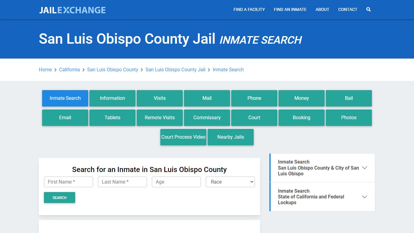 San Luis Obispo County Jail, CA Inmate Search: Roster & Mugshots